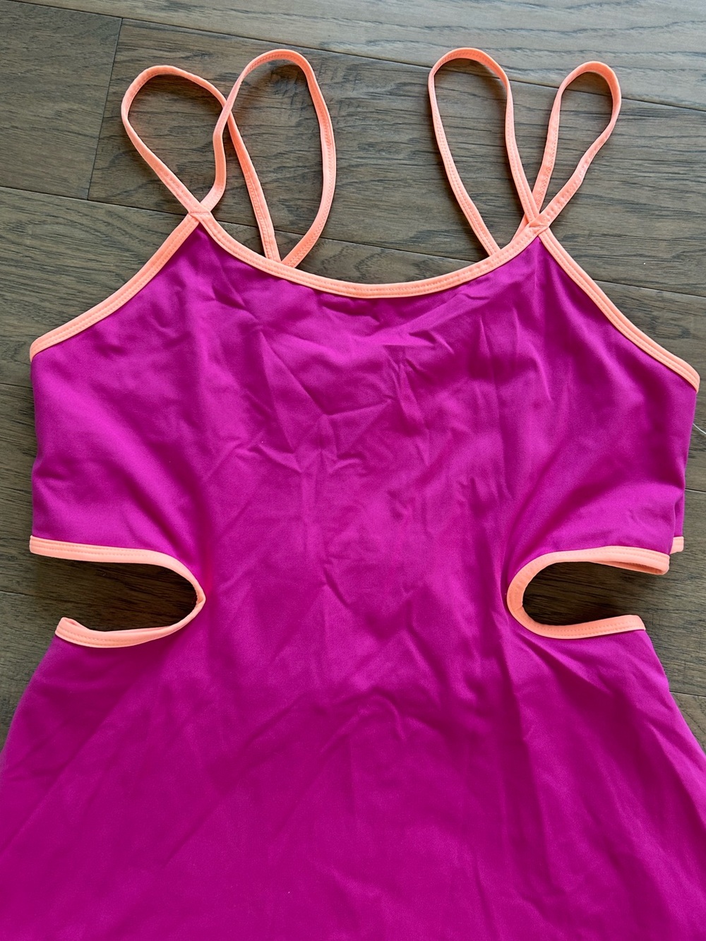 Free People One More Serve Skortsie Hot Pink Orange Piping Size Large NWT - Picture 5 of 9